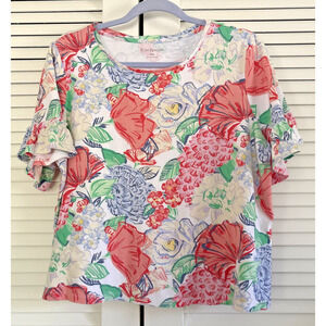 Kim Rogers Petite Top PXL Multicolor Floral Ruffled Colorful Shirt